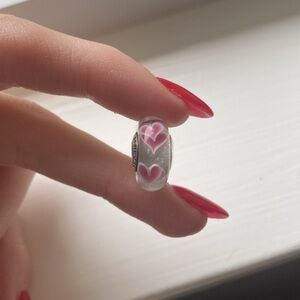 Pandora pink heart murano glass charm